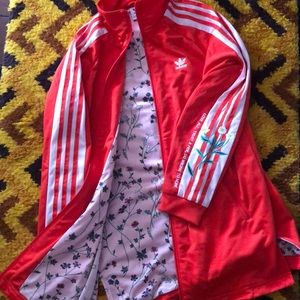 Adidas orange long zip up jacket